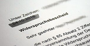 Ausschnitt Widerspruchsbescheid