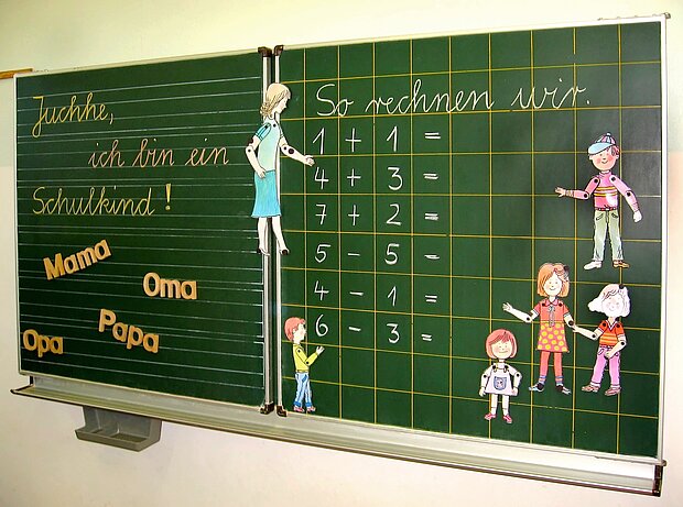 Schultafel in Grundschule 